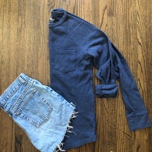 Mosdimi blue crew neck long sleeve top